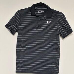 Under Armour‎ youths Golf Polo with Black and Gray Stripes Size Youths Medium